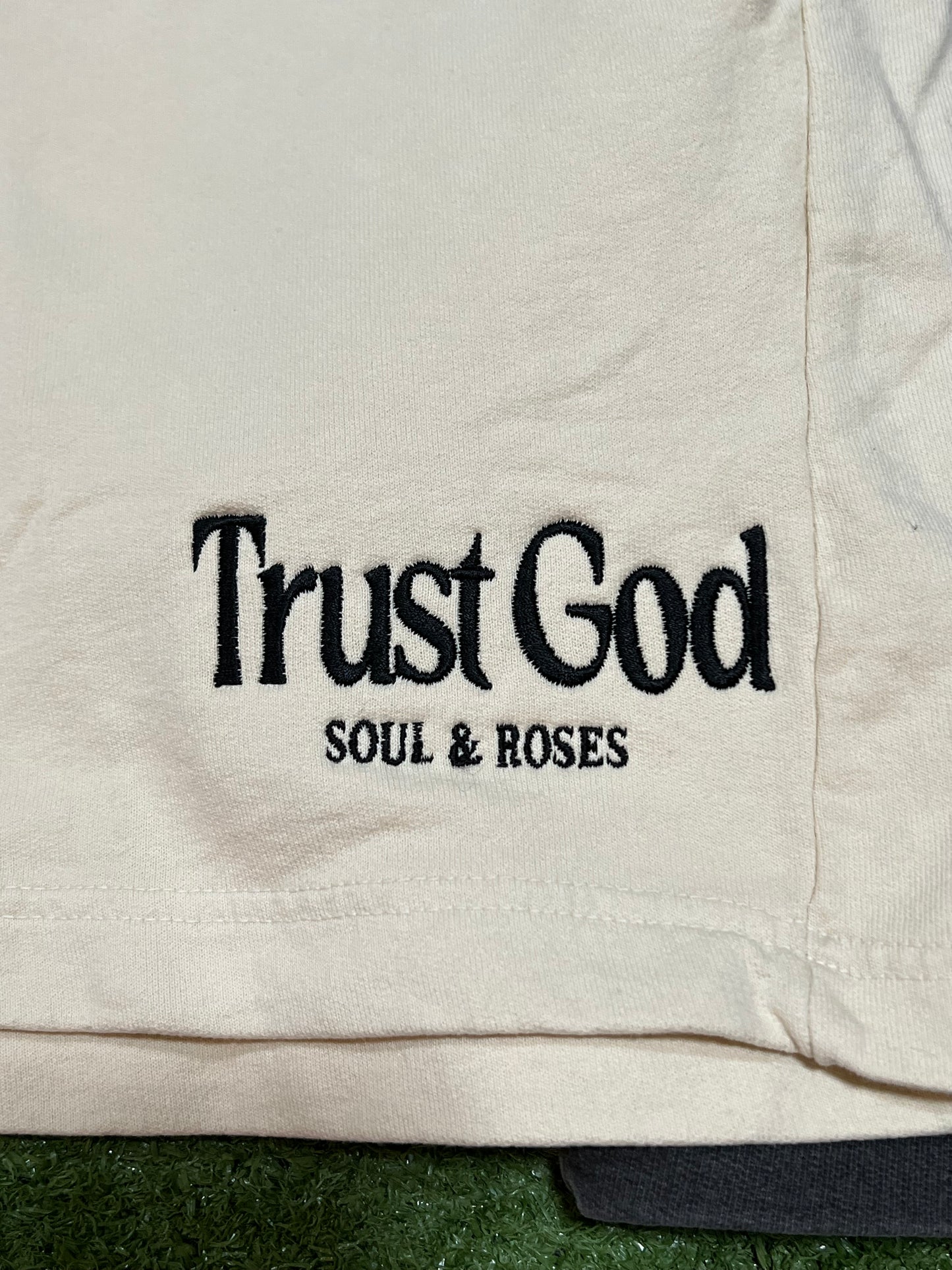 Cream Trust God Garment Dye Terry Shorts