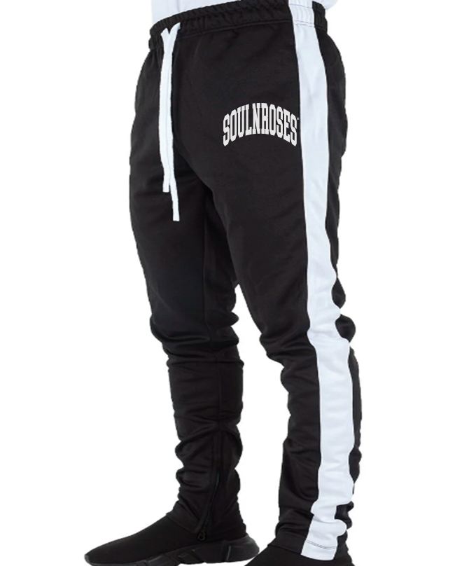 Black Curved Track Pants